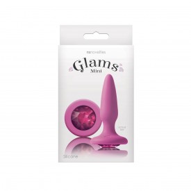 Розовая анальная пробка с розовым кристаллом Glams Mini Pink Gem - 8,4 см.